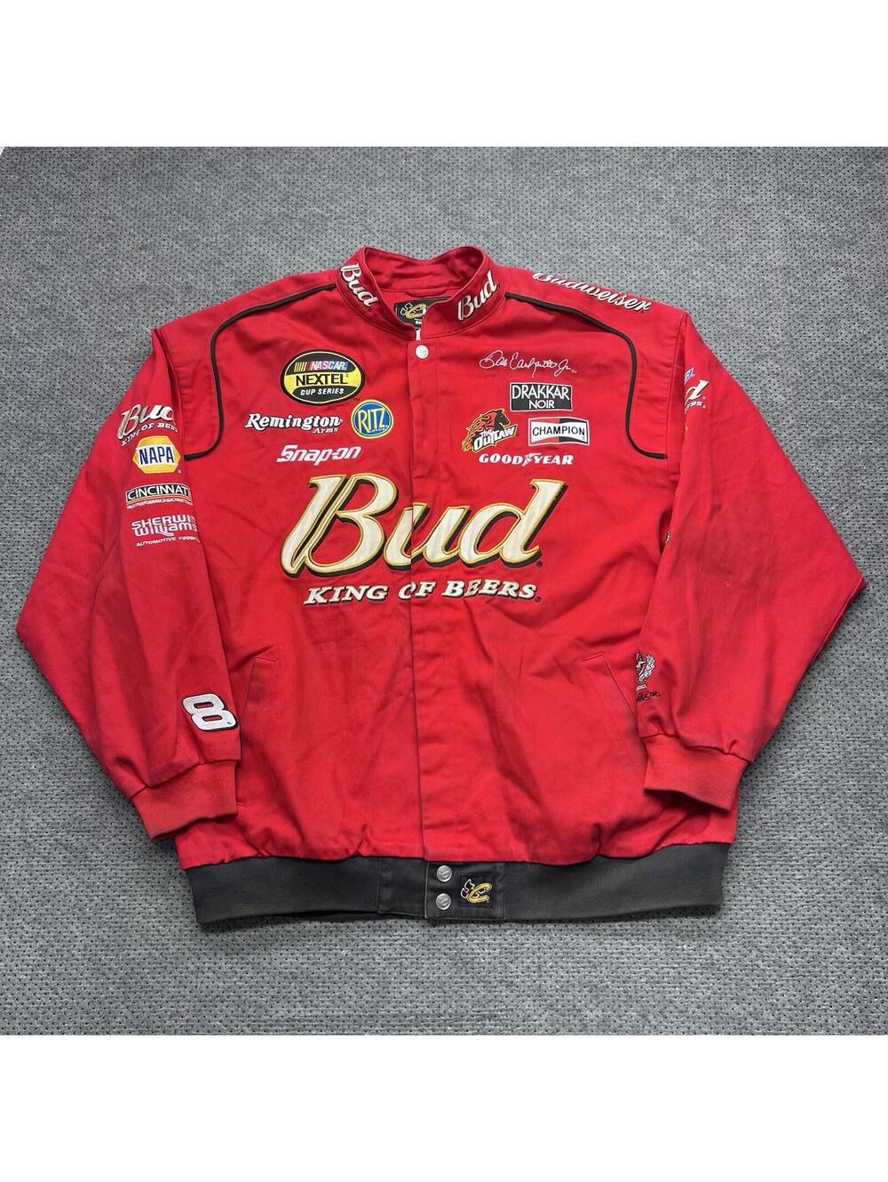 Vintage NASCAR Dale Earnhardt Jr Bud King Of Beers Chase Authentics Jacket XXL